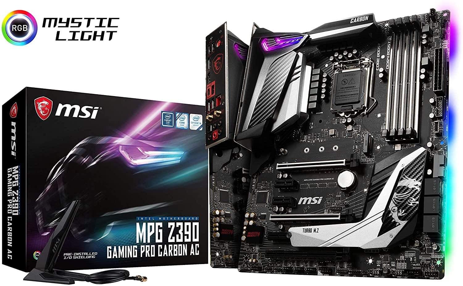 MSI MPG Z490 Gaming Carbon WiFi Gaming Motherboard (ATX, 10th Gen Intel  Core, LGA 1200 Socket, DDR4, SLI/CF, Dual M.2 Slots, USB 3.2 Gen 2, Wi-Fi  6, DP/HDMI, Mystic Light RGB) 