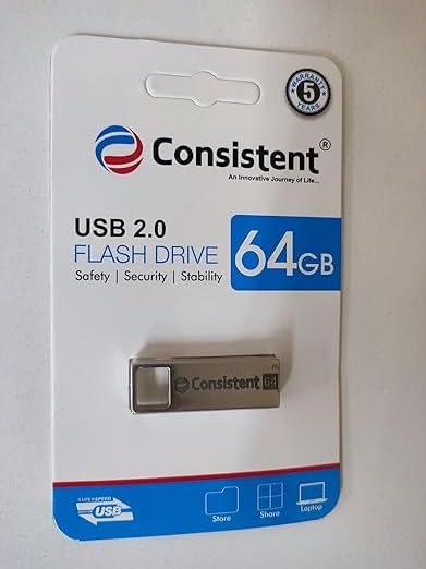 Consistent 64 Gb Pen drive USB 2.0 Flash Drive (Grey) 5Year Warranty (CTP10064)-PENDRIVE-dealsplant