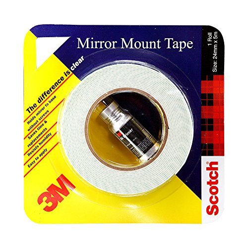 3M Mirror Mounting Tape, 24 mm x 5 m (1 Roll) and adhesion 94 primer 10ml, White-home appliances-dealsplant