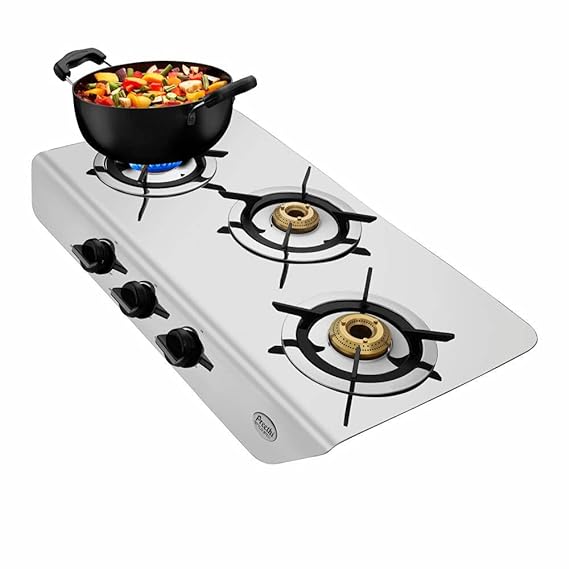 Preethi Stylo Steel 3 Burner Gas Stove-GAS STOVE-dealsplant