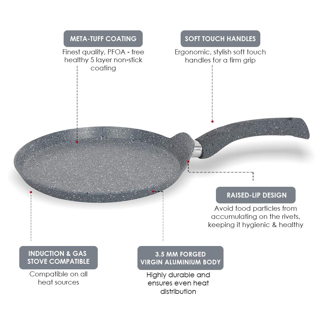 Wonderchef Granite 28cm Non-Stick Dosa Tawa | Induction Bottom-Home & Kitchen Accessories-dealsplant