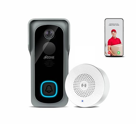 Ozone Smart Video Door Bell Instant Visitor Video Call on Phone| Wireless Video Doorbell Camera Motion Sensor 1080p Camera Works with Alexa & Google Support 128GB Storage-Internet Security-dealsplant