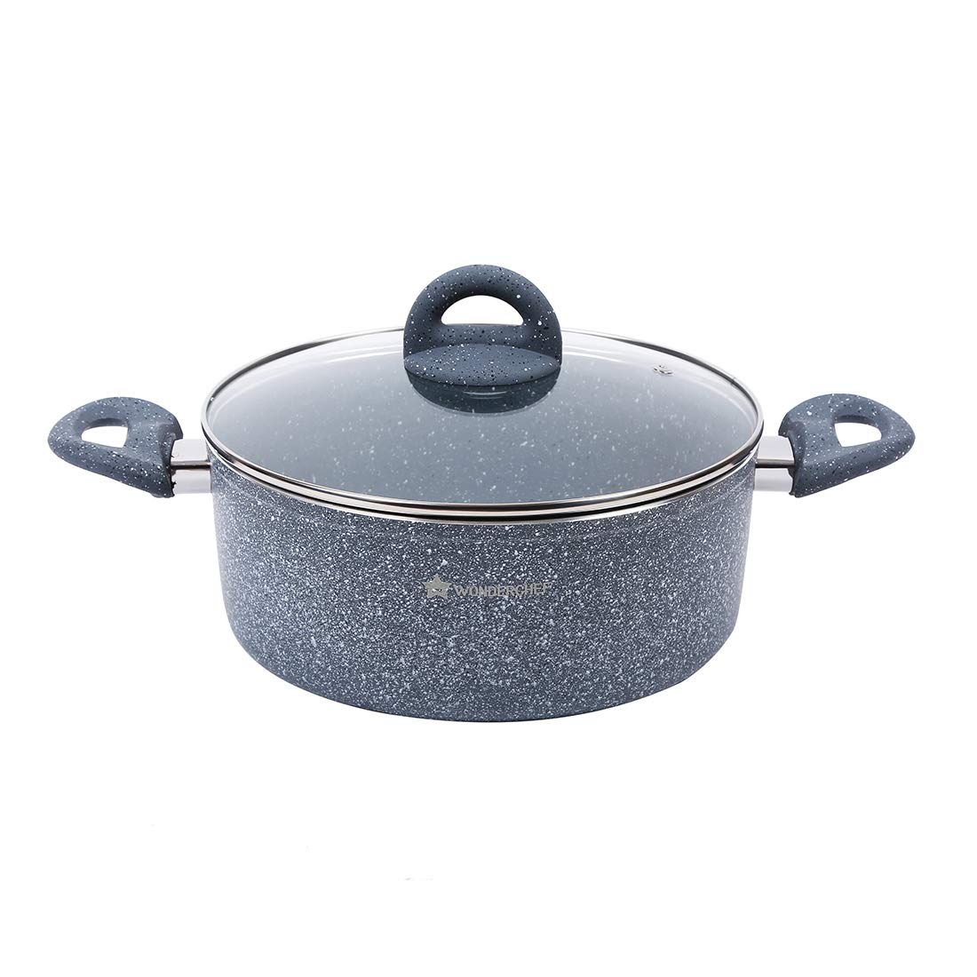 Wonderchef Granite 24 cm Non-Stick Casserole | Glass Lid |Induction Bottom-Home & Kitchen Accessories-dealsplant