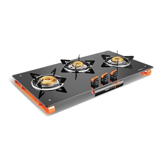 Vidiem Air Plus 3 Burner Glasstop Gas Stove - Black-GAS STOVE-dealsplant