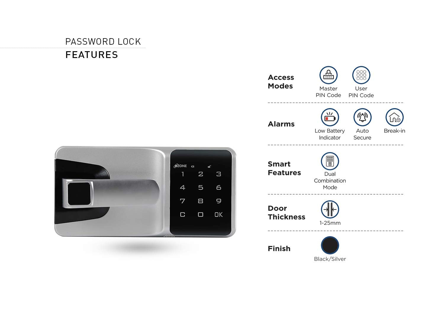 Ozone OZFL-502 Electronic Smart Furniture Lock (Black, Silver)-Internet Security-dealsplant