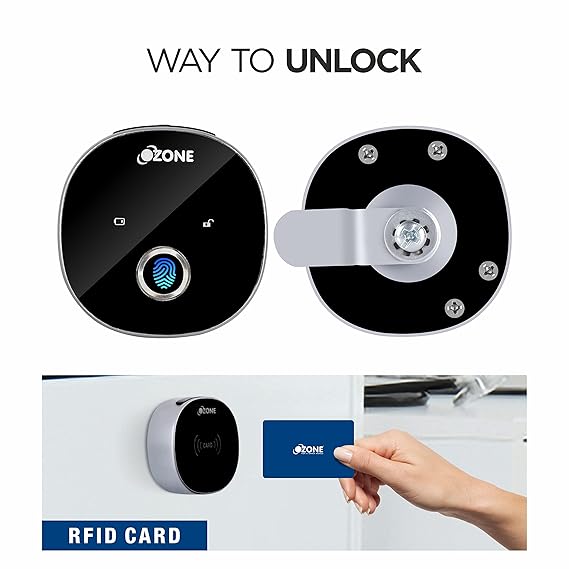 Ozone Fingerprint Lock Compact Round and Handy, Access, RFID Locking System Smart Furniture Lock (Black) (FINGERPRINT)-Internet Security-dealsplant