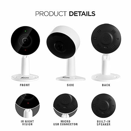 Ozone 2MP Smart Wifi CCTV Camera 360° & Full HD Home Security Color Vision Day-Night 2 Way Audio Talk Motion Detection SD Card Support Up to 128GB Smartphone Access with Alexa & Google Nest-Internet Security-dealsplant