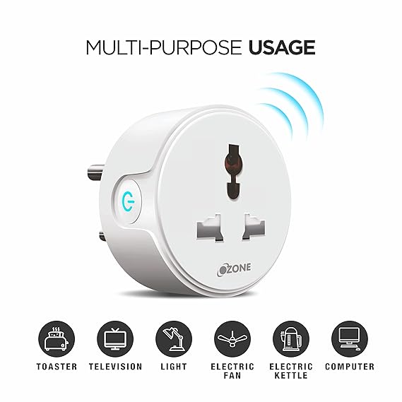 Ozone 10A Wi-Fi Smart Plug with Energy Monitoring Control Appliances from Your Smartphone Works with Alexa & Google Assistant Suitable for TVs, Electric Kettle, RO, Mobile, Chargers-Internet Security-dealsplant