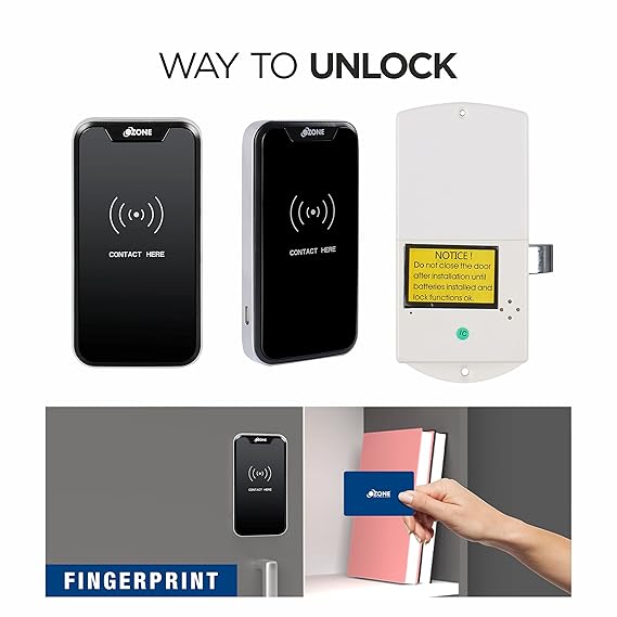 Ozone Electronic Digital Mobile App Fingerprint Password RFID Card Furniture Lock (Black) (RFID)-Internet Security-dealsplant