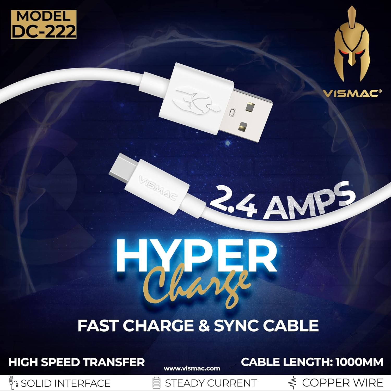 Vismac Hyper Charge Fast Power Cable with 2.4A Fast Charge and Overload Protection-USB CABLE-dealsplant