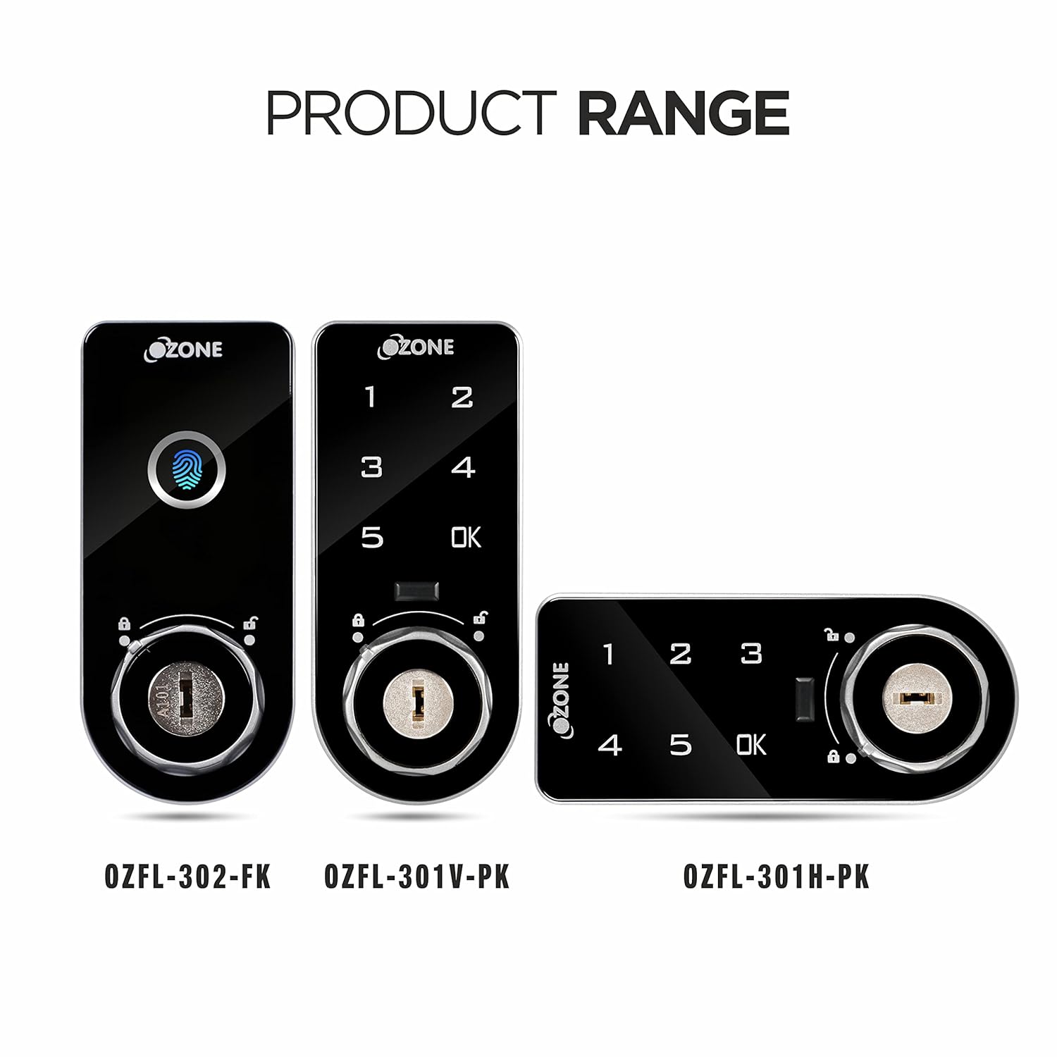 Ozone Rectangular and Handy, Fingerprint and Key Access, Manual Locking System, Smart Furniture Lock (Black) (Password & Key (Horizontal))-Internet Security-dealsplant