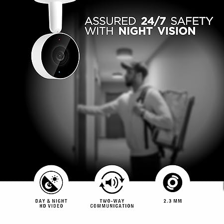 Ozone 2MP Smart Wifi CCTV Camera 360° & Full HD Home Security Color Vision Day-Night 2 Way Audio Talk Motion Detection SD Card Support Up to 128GB Smartphone Access with Alexa & Google Nest-Internet Security-dealsplant