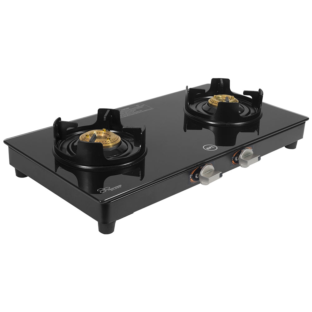 BPL Slim Glass Top 2-Burner Gas Stove with Toughened Glass Top BGSGTSO