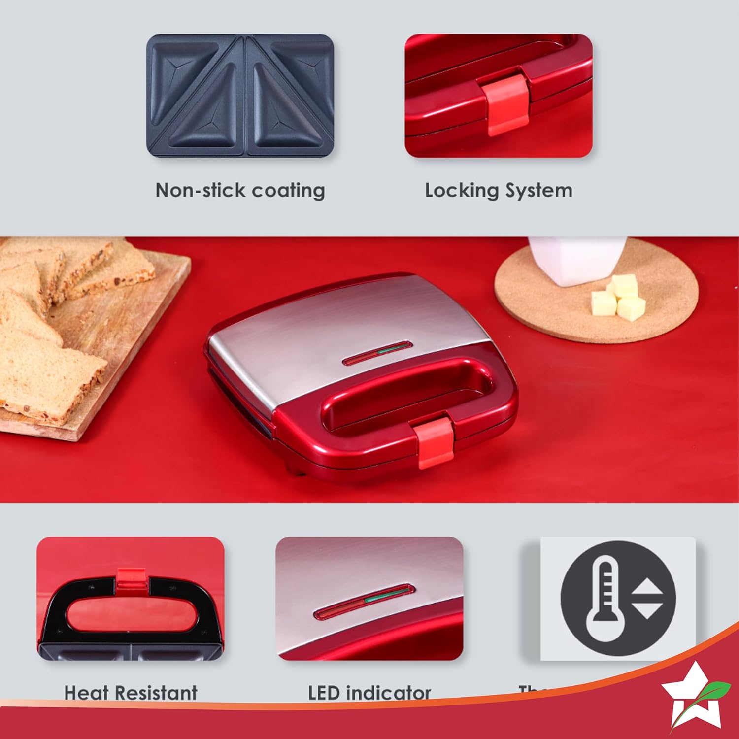 Wonderchef Crimson Edge Non-Stick Electric Griller,Sandwich Maker-Home & Kitchen Accessories-dealsplant