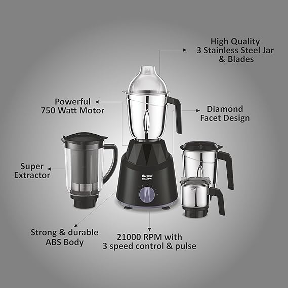 Preethi Galaxy Plus 4 Jars Mixer Grinder 750W-Mixer Grinder-dealsplant