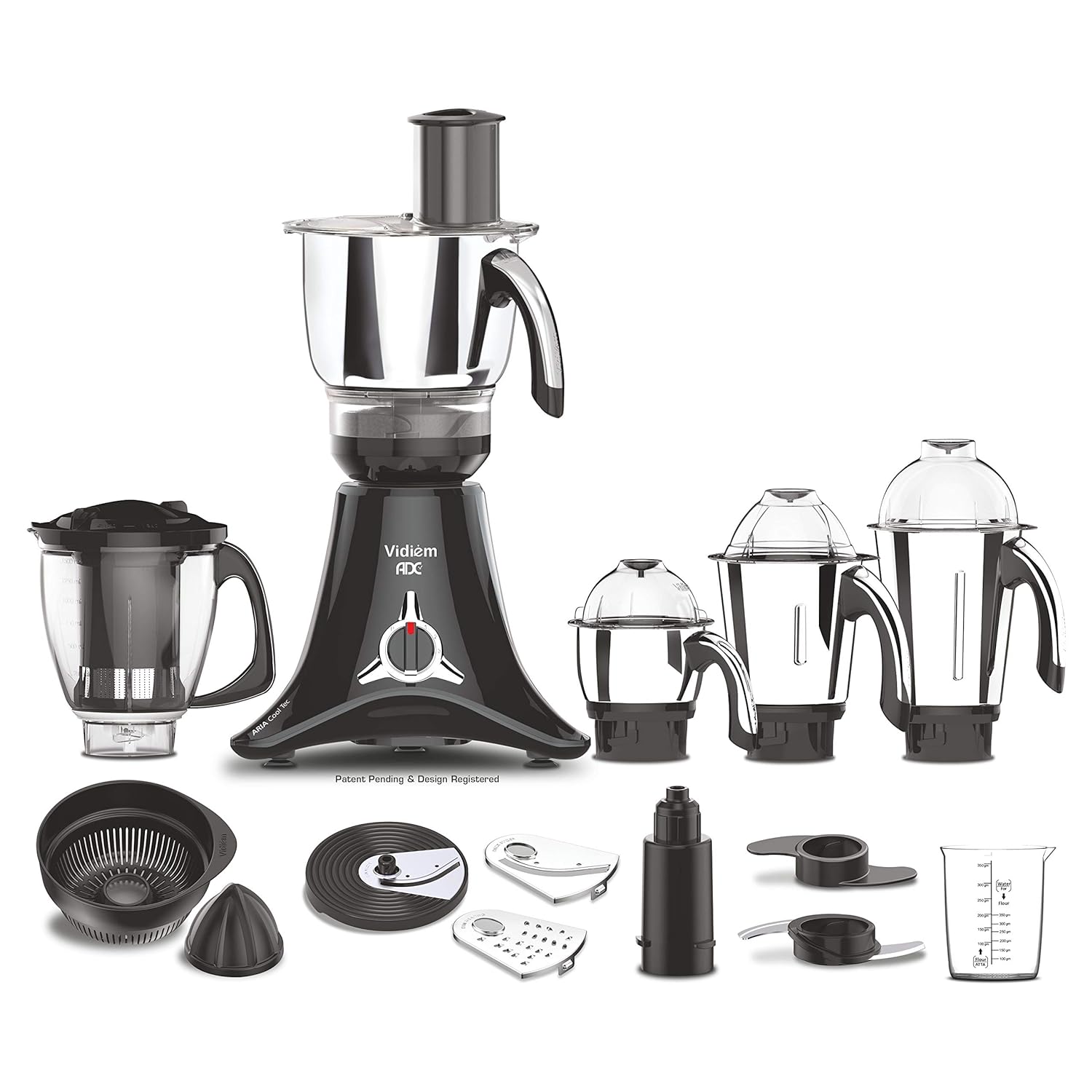 Vidiem Vstar ADC Mixer Grinder 579A | Mixer grinder 750 watt with 5 Jar in-1 Juicer Mixer Grinder | 5 Leakproof Jars with self-lock,for Wet and Dry Spices,Chutneys and Curries |Black-Mixer grinder-dealsplant