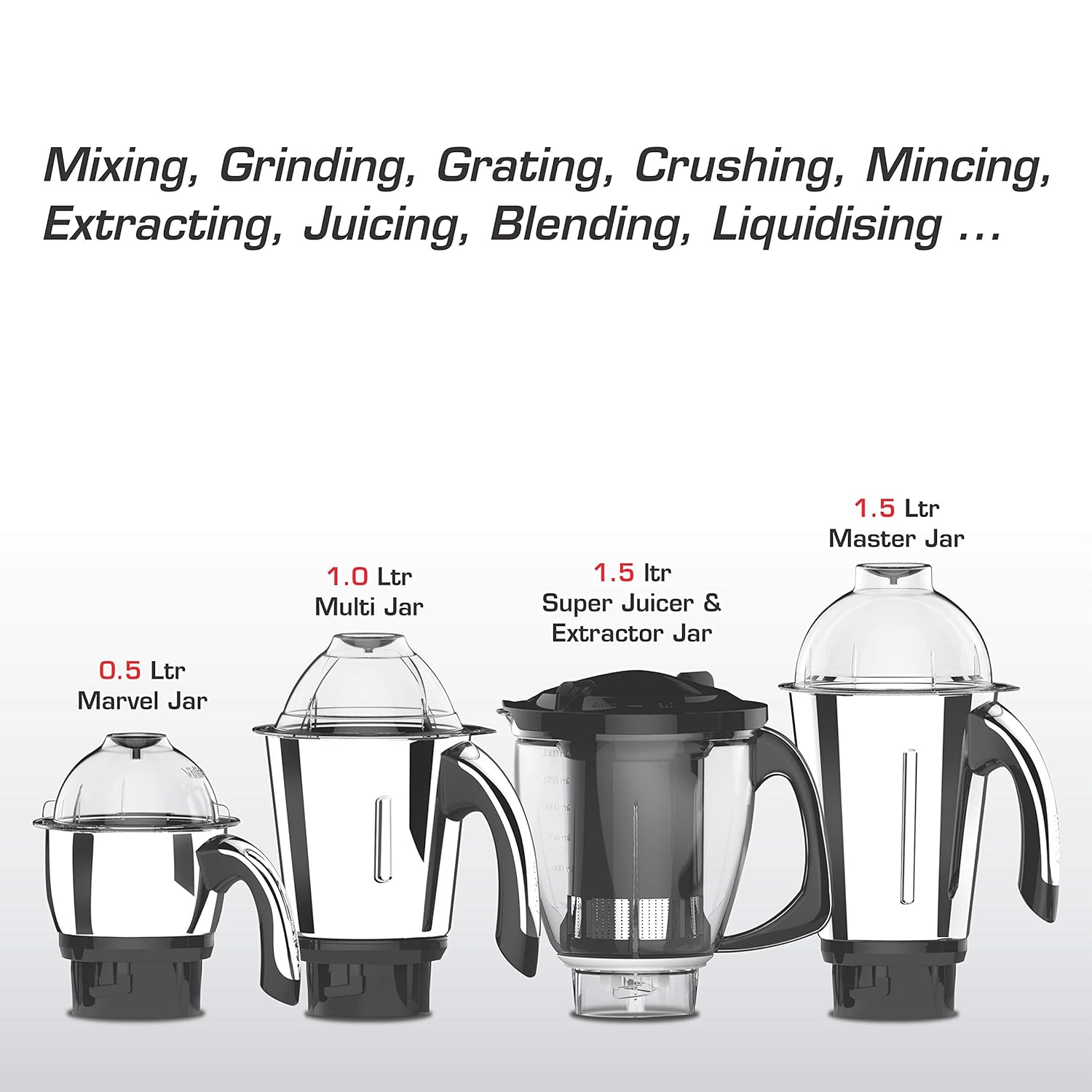 Vidiem Vstar ADC Mixer Grinder 579A | Mixer grinder 750 watt with 5 Jar in-1 Juicer Mixer Grinder | 5 Leakproof Jars with self-lock,for Wet and Dry Spices,Chutneys and Curries |Black-Mixer grinder-dealsplant