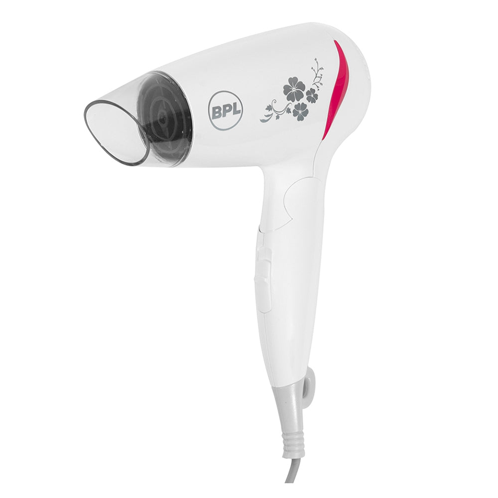 BPL BHDFI00312 1200W Foldable Hair Dryer 2 Years Warranty, White and Pink (5-YEARS Warranty)-Hair Dryer-dealsplant