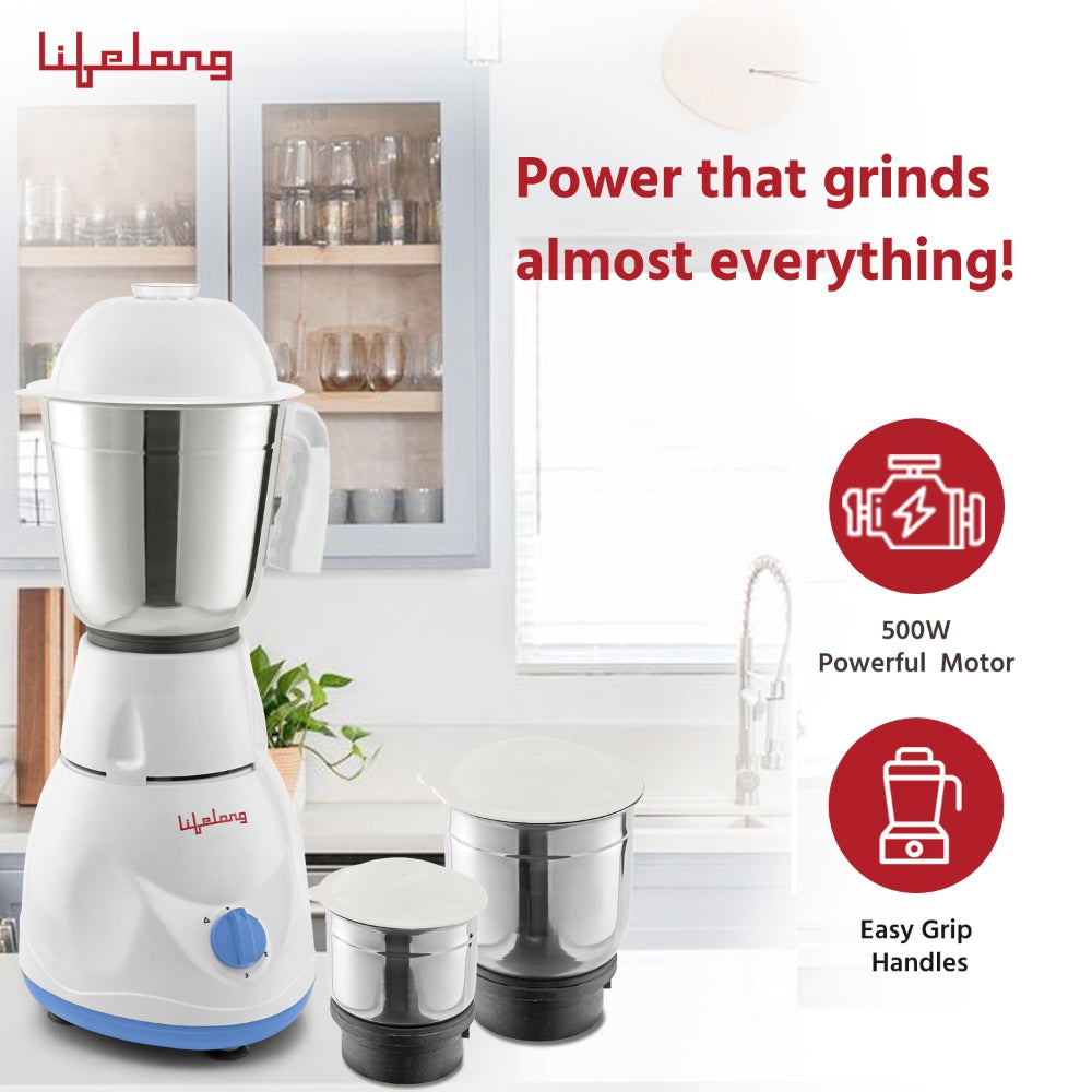 Lifelong Maxo LLMG21 500W With 3 Jars Mixer Grinder-Mixer Grinder-dealsplant