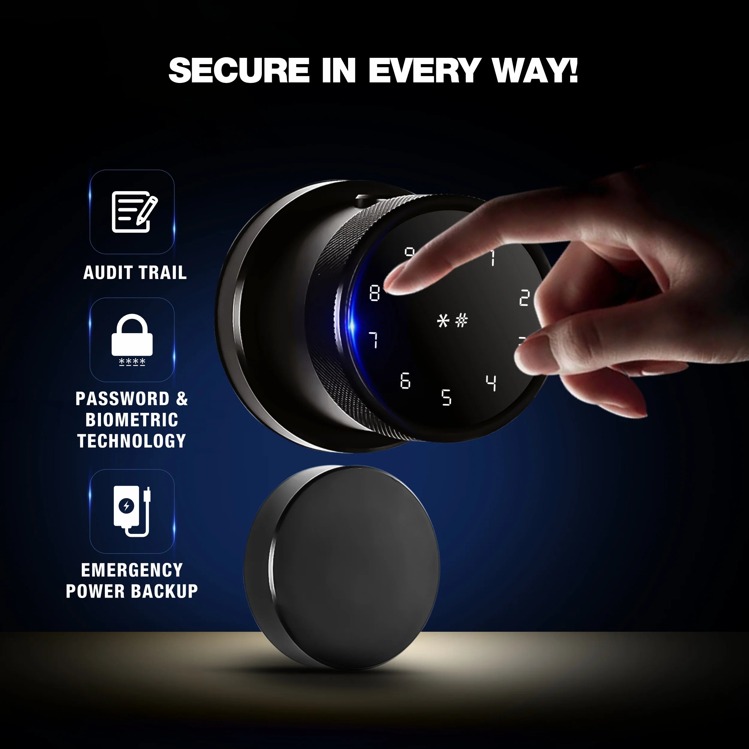 Ozone Oracle Smart Lock with Rose Plate with 5-way access | Door Thickness: 35-65 mm-Internet Security-dealsplant