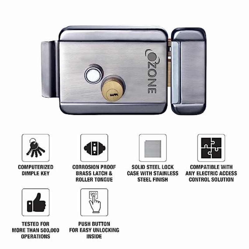 Ozone Electric Rim Lock Smart Lock with 1-way access RIGHT SIDE | Door Thickness: 35-100 mm-Internet Security-dealsplant