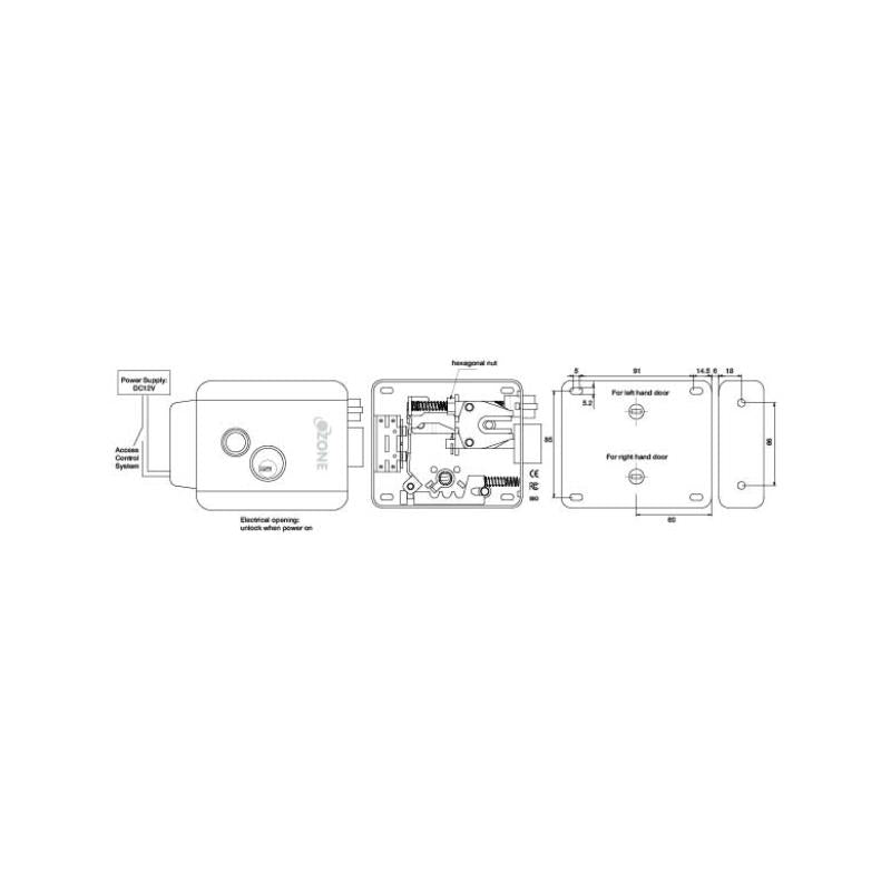 Ozone Electric Rim Lock Smart Lock with 1-way access RIGHT SIDE | Door Thickness: 35-100 mm-Internet Security-dealsplant