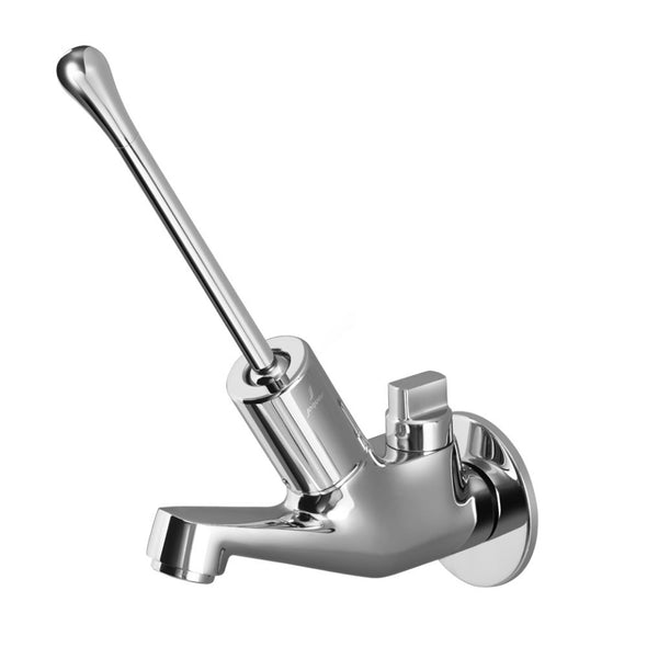 Jaquar Pressmatic Bib Tap Auto Closing System with Built-in Control Cock, Wall Flange & Elbow Operated Extended Lever Chrome PRS-043MED-bib tap-dealsplant