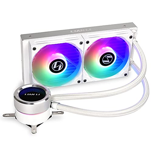 Lian Li Galahad 240 ARGB CPU Liquid Cooler (White) Rotatable Block Housing Aluminium Shields On Both Sides-CPU Liquid Cooler-dealsplant