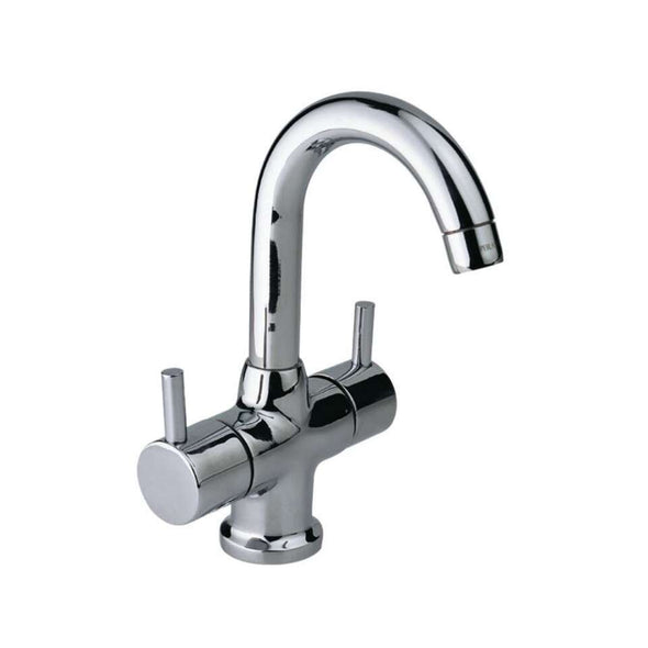 Jaquar Florentine Central Hole Basin Mixer with Regular Spout without Popup Waste System with 450mm Long Braided Hoses FLR-CHR-5167NB-Basin Mixer-dealsplant