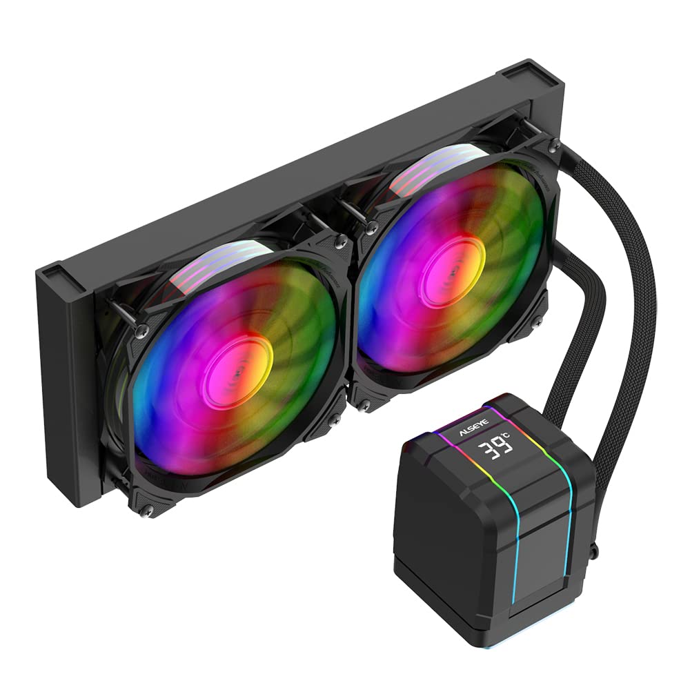 Alseye M240 PLUS ARGB CPU Liquid Cooler (Black) Temperature Display ARGB AIO CPU Water Cooler with 240mm Radiator-CPU Liquid Cooler-dealsplant