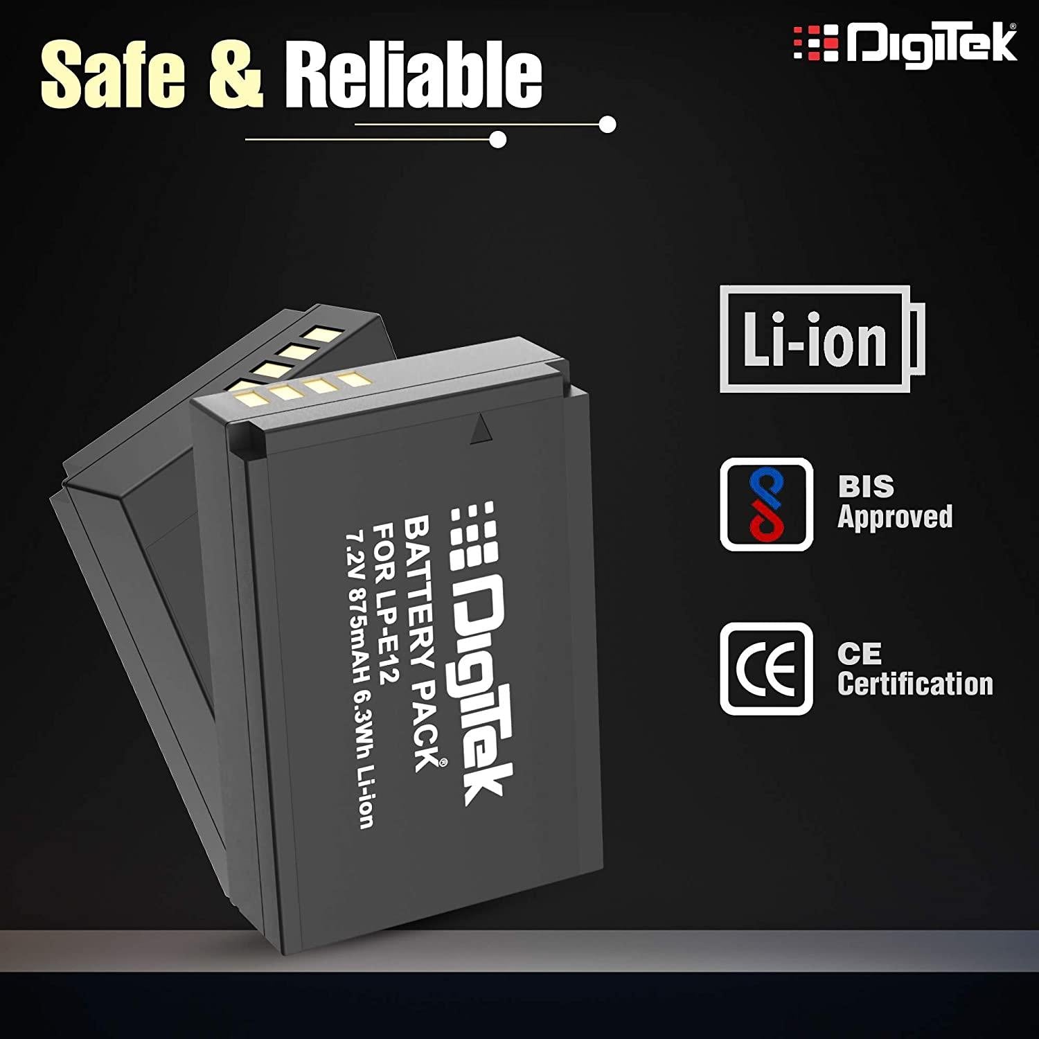 DIGITEK® (LP E8) Lithium-ion Rechargeable Battery for DSLR Camera, Compatibility - Power EOS 55D, 600D, D650, 700D, EOS KISSX4, EOS Rebel T2i, T3i, T4i & T5i (6 month warranty)-Camera Batteries-dealsplant