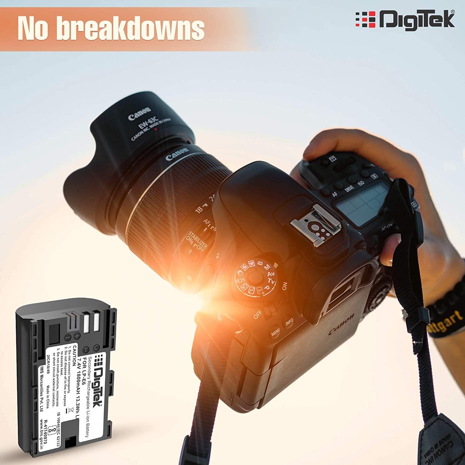 DIGITEK® (LP E8) Lithium-ion Rechargeable Battery for DSLR Camera, Compatibility - Power EOS 55D, 600D, D650, 700D, EOS KISSX4, EOS Rebel T2i, T3i, T4i & T5i (6 month warranty)-Camera Batteries-dealsplant