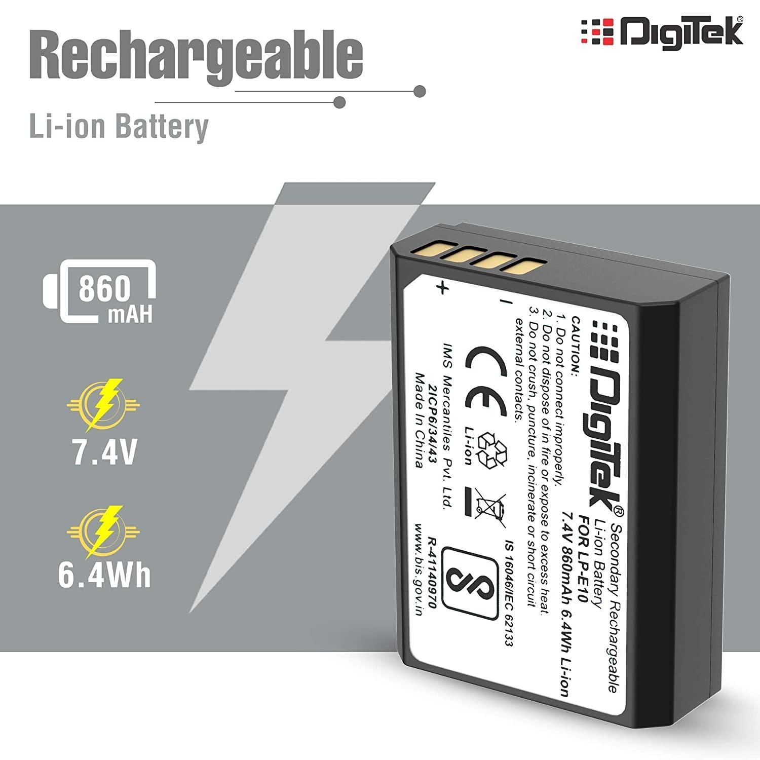 DIGITEK® NB-11L Lithium-ion Rechargeable Battery for DSLR Camera, Compatibility - IXUS 125HS, 240HS, Powershot A1200, A2200, A2300, A2400, A3200, A3300 is, A3400 is (NB-11L) (6 month warranty)-Camera Battery Chargers-dealsplant