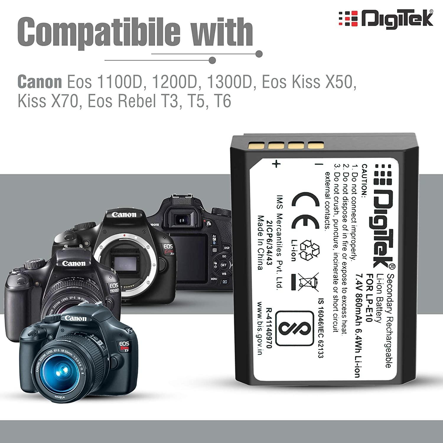 DIGITEK® (LP E8) Lithium-ion Rechargeable Battery for DSLR Camera, Compatibility - Power EOS 55D, 600D, D650, 700D, EOS KISSX4, EOS Rebel T2i, T3i, T4i & T5i (6 month warranty)-Camera Batteries-dealsplant