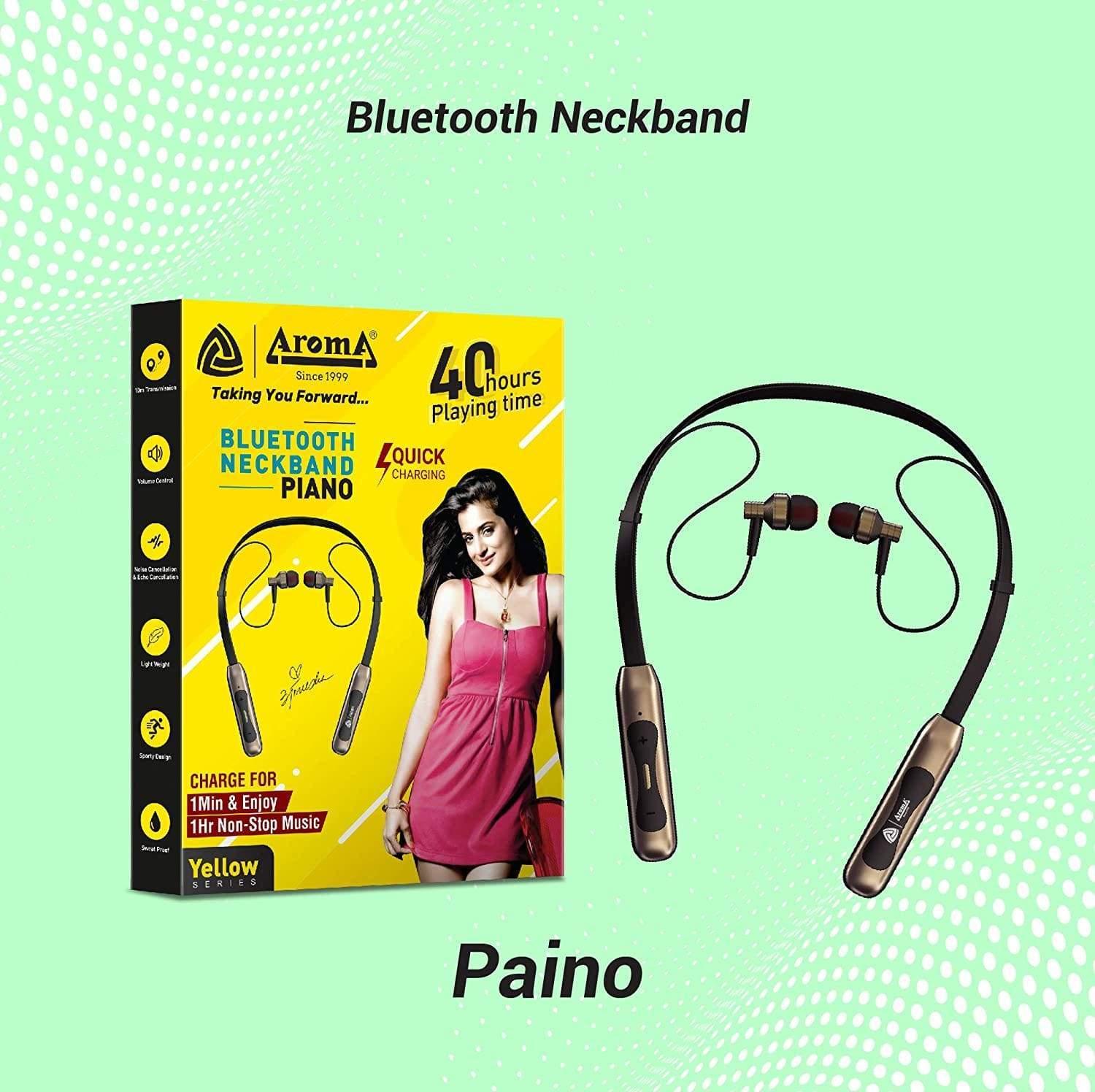 Aroma Piano Yellow Series in Ear Bluetooth Neckband Headphones