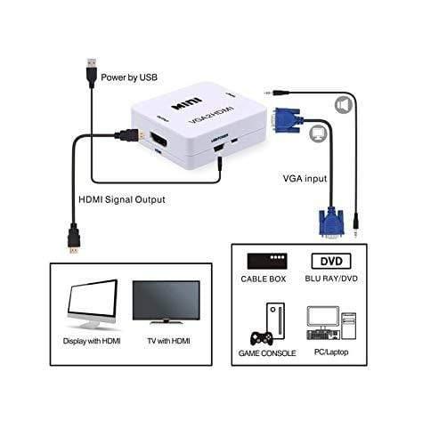 Dealsplant VGA to HDMI HD 1080P Video Converter Adapter with 3.5mm Audio Port Media Streaming Device-adapter-dealsplant