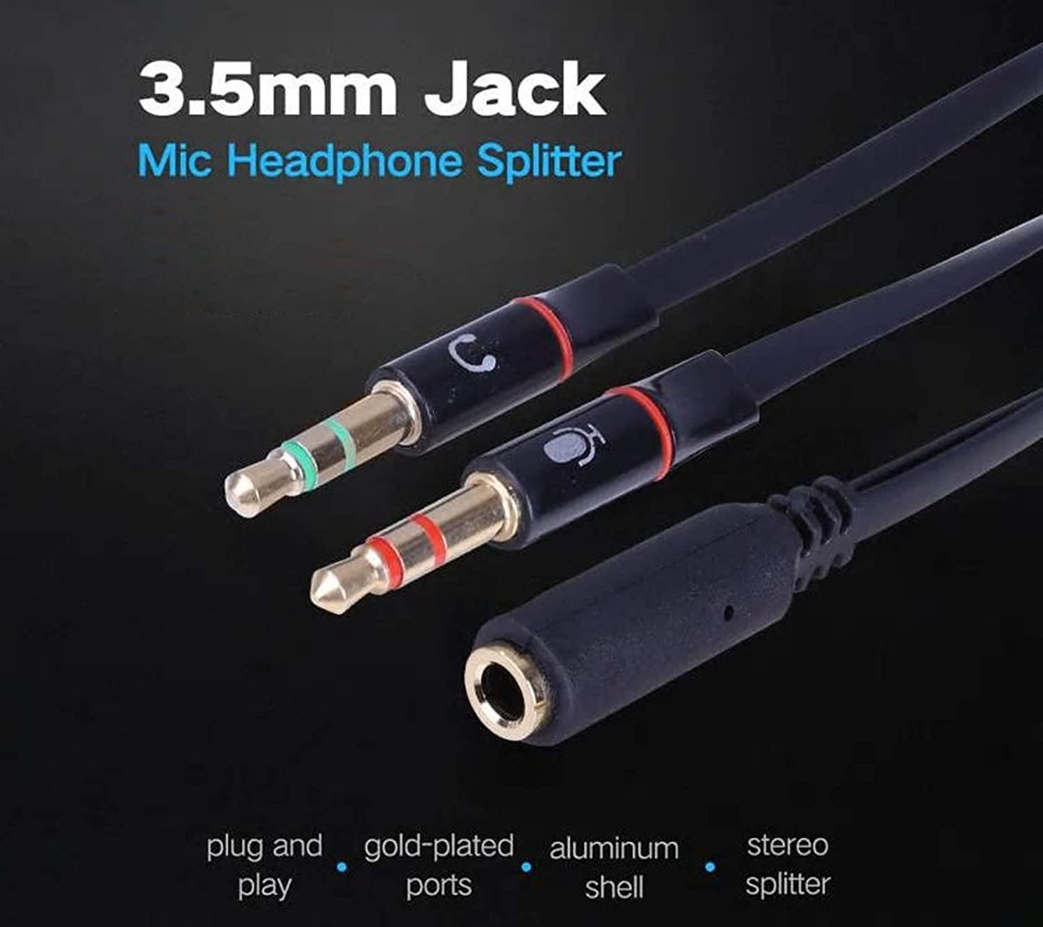 Audio Splitter Microphone Extension Cable Double Microphone Cable Jack  3.5mm Cable Male to 2 Female for Phone Laptop AUX Cable